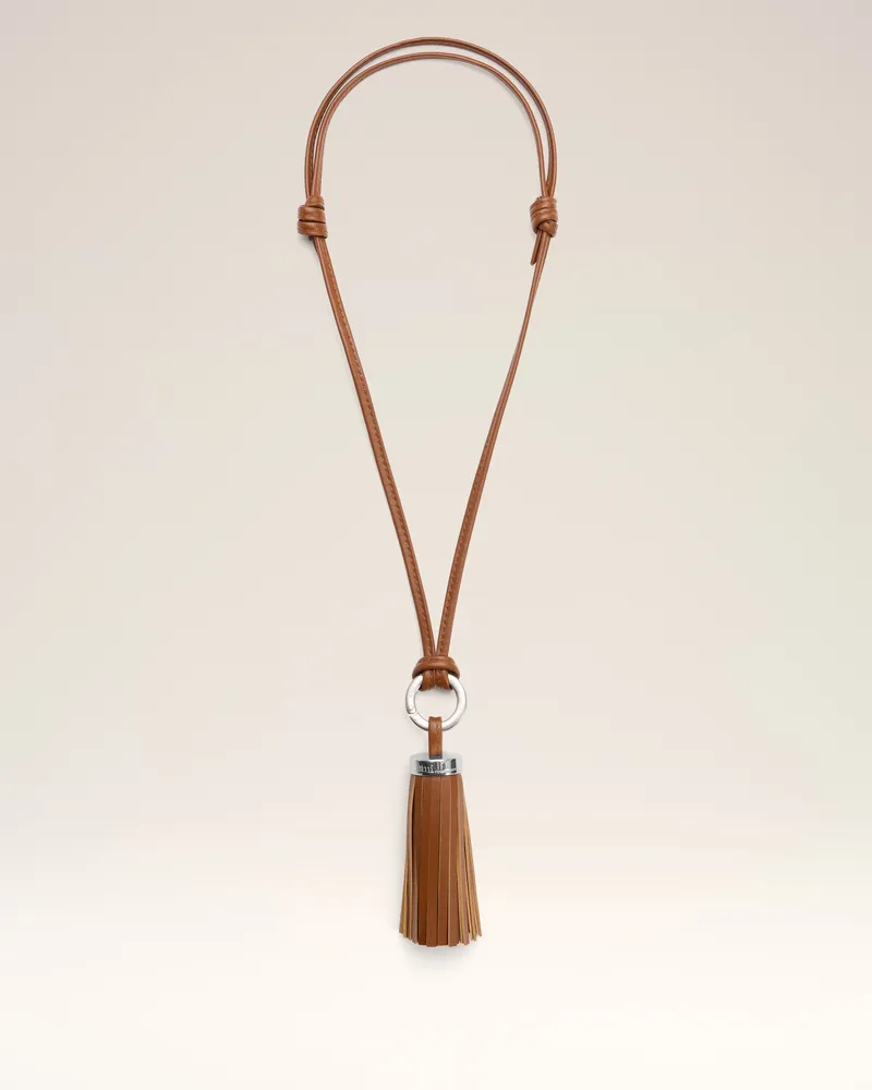 AMI Paris Ami Pompom Schlüsselanhänger aus Leder in Braun Braun Unisex Cognac