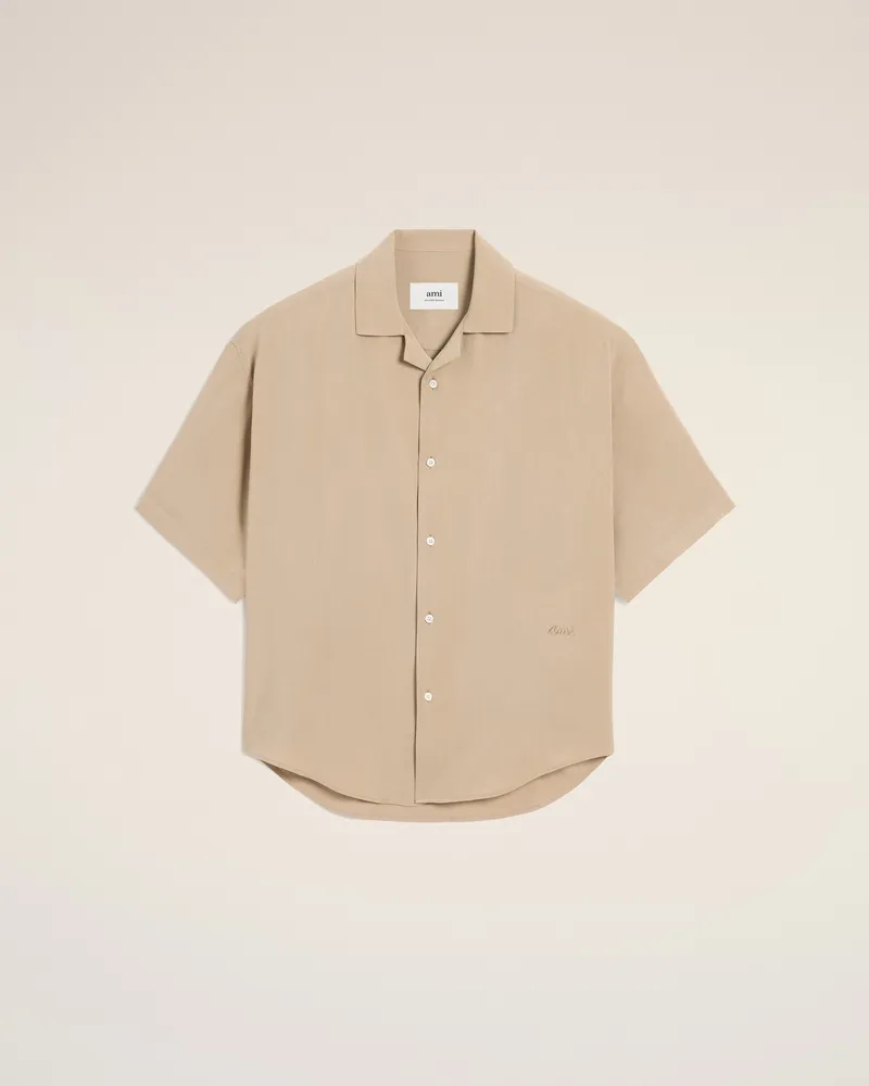 AMI Paris Kurzärmeliges Ami Cuba-Hemd Beige für Herren Weiss