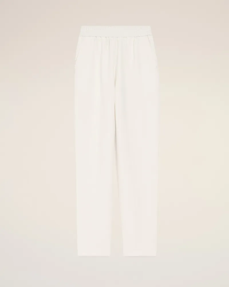 AMI Paris Weiße Hose aus Leinenmischgewebe mit elastischem Bund Weiß für Damen Weiss