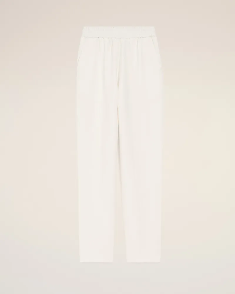 AMI Paris Weiße Hose aus Leinenmischgewebe mit elastischem Bund Weiß für Damen Weiss