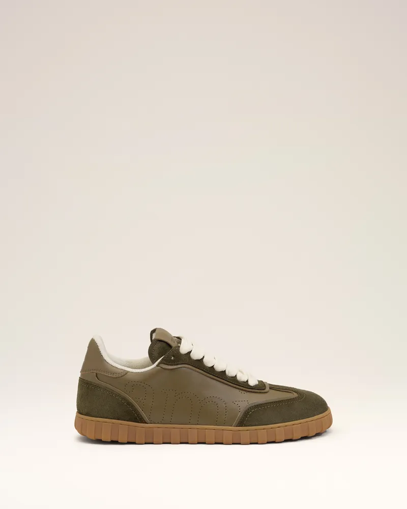 AMI Paris Grüne Sneaker aus Rindsleder Grün Unisex Khaki