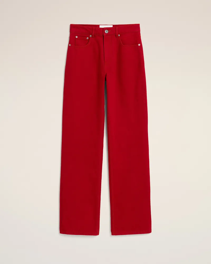 AMI Paris Weite Jeans aus roter Baumwolle Rot - Größe für Damen Rubinrot