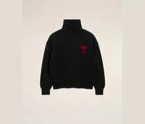 Ami De Coeur Pullover mit hohem Stehkragen aus Wolle in Schwarz Schwarz Unisex