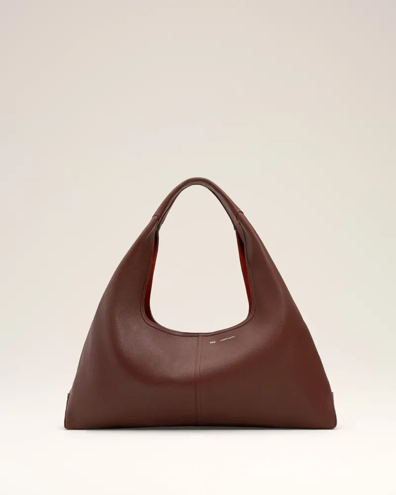 AMI Paris Etienne Schultertasche aus geschmeidigem Leder in Burgundy Rot Unisex Cherry