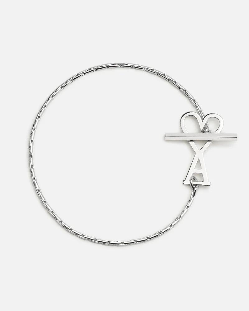 AMI Paris Ami de Coeur Armband aus silberfarbenem Messing mit Kettengliedern Grau Unisex Silber