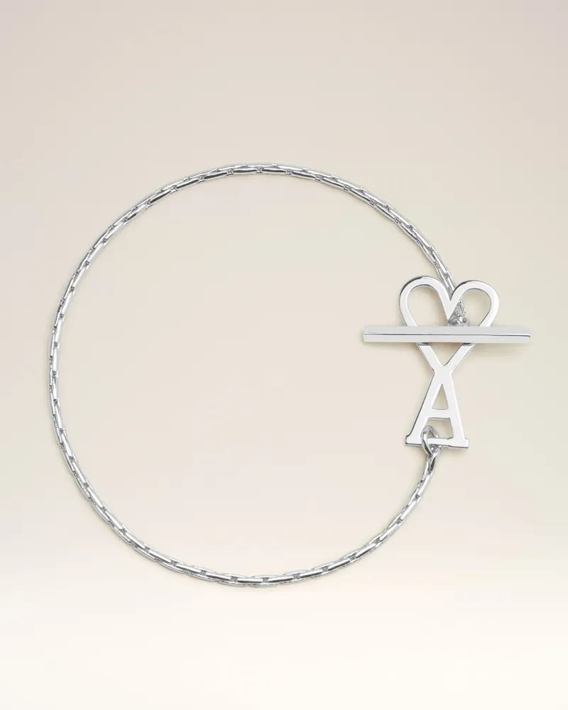 AMI Paris Ami de Coeur Armband aus silberfarbenem Messing mit Kettengliedern Grau Unisex Silber