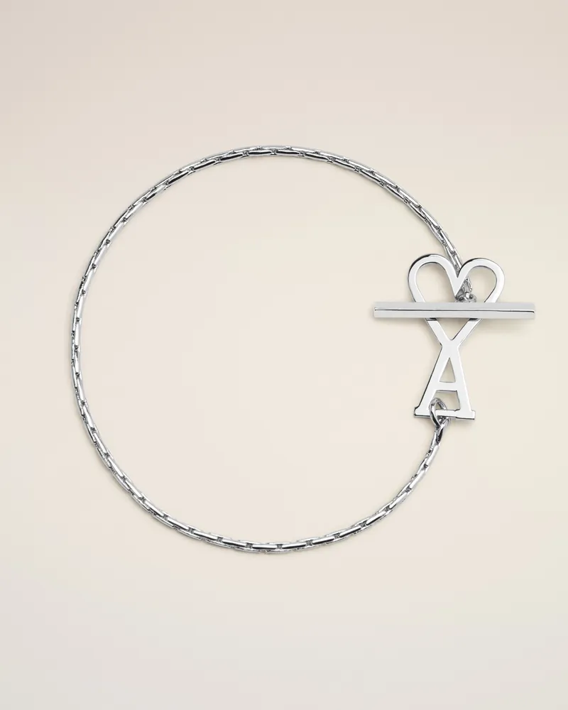 AMI Paris Ami De Coeur Kettenarmband aus Messing in Silber Grau Unisex Silber