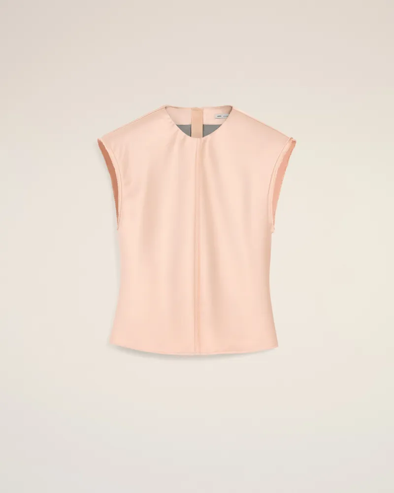 AMI Paris Rosafarbenes ärmelloses Top mit unversäuberten Kanten Rosa für Damen Powder
