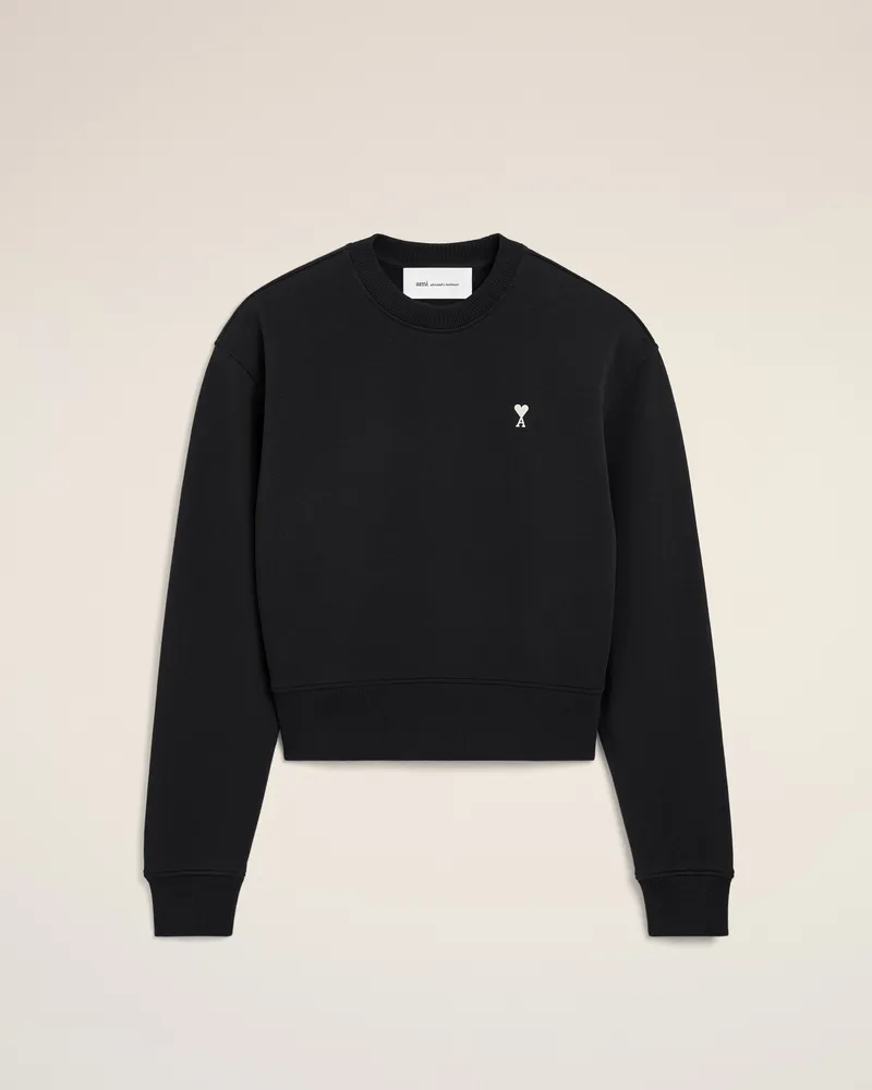 AMI Paris Ami de Coeur Sweatshirt aus schwarzer Baumwolle Schwarz für Damen Schwarz