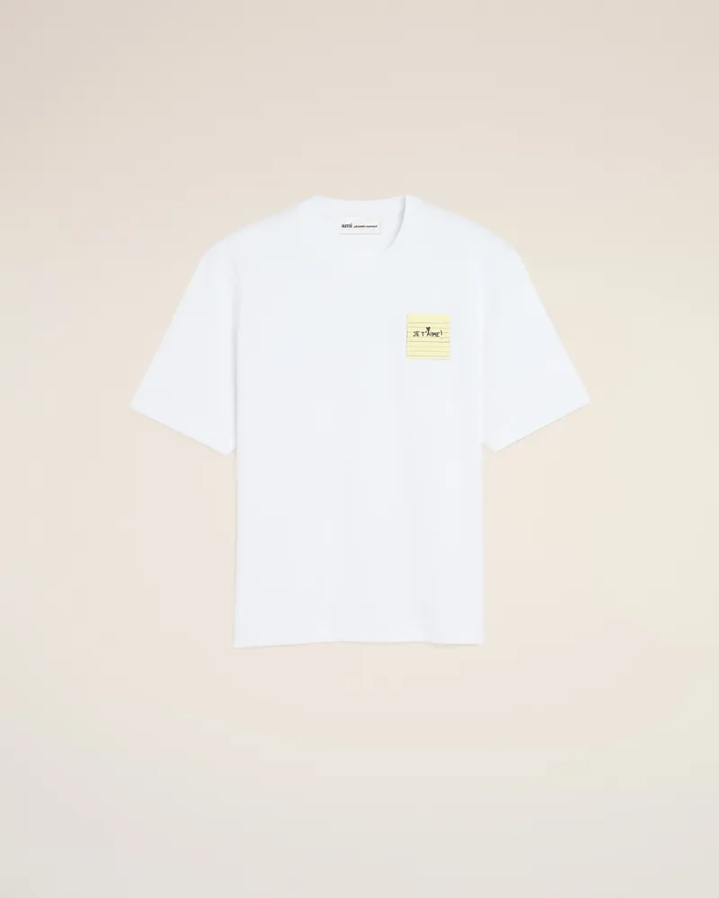 AMI Paris Post It "Je T'Aime" T-Shirt aus weißer Baumwolle Weiß für Herren Weiss
