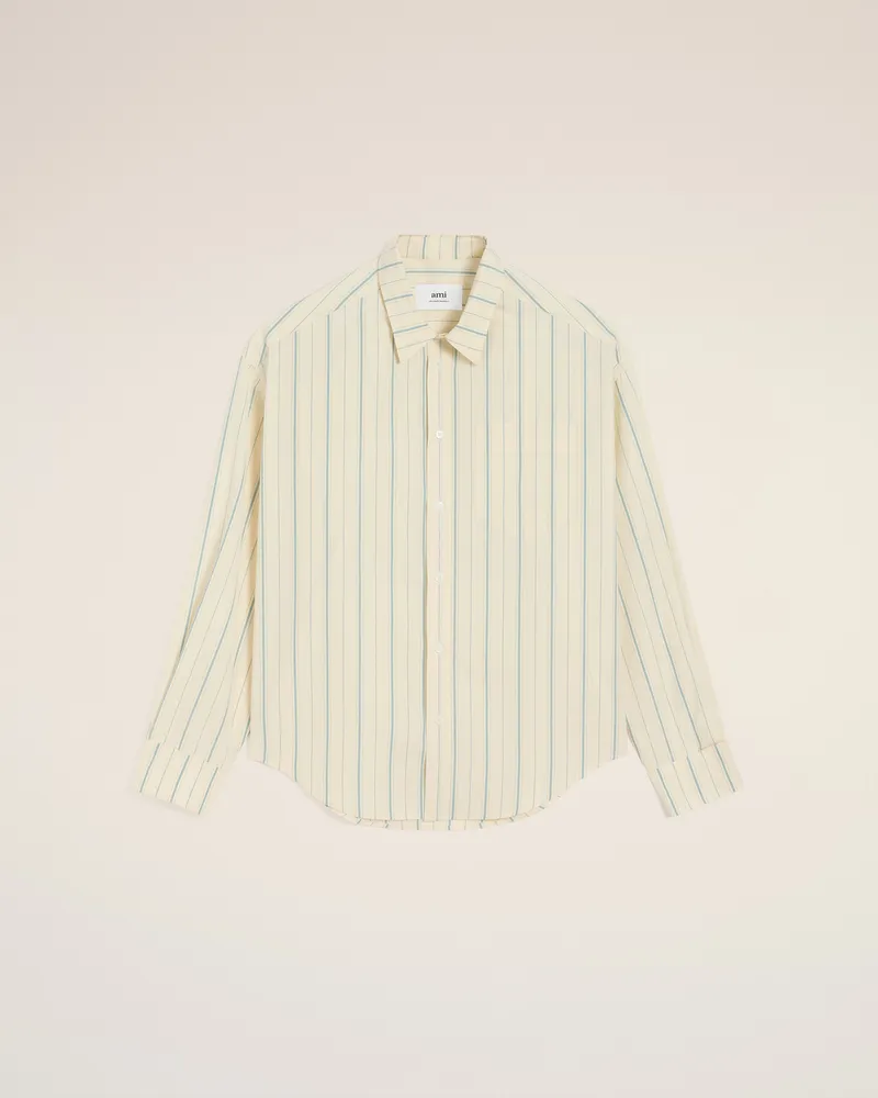 AMI Paris Gestreiftes Ami de Coeur Baumwollhemd mit Boxy-Fit in Beige Beige Unisex Ivory