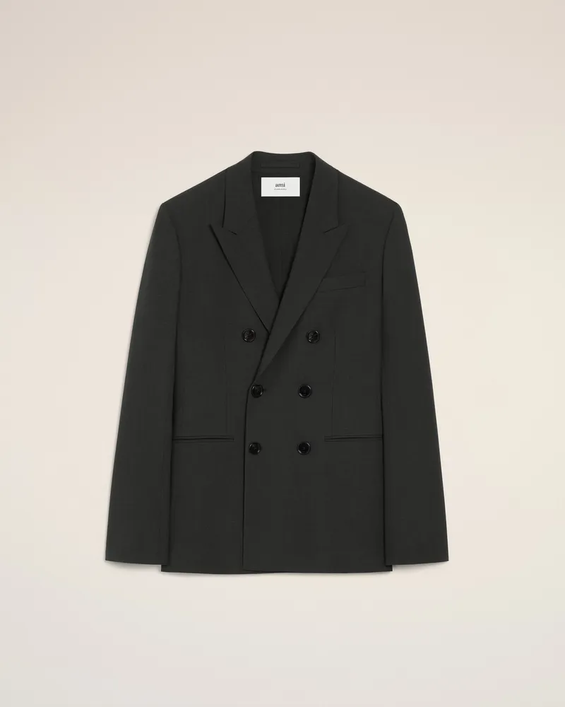 AMI Paris Zweireiher Blazer aus schwarzer Wolle Grau für Damen Anthrazit