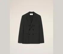 Zweireiher Blazer aus schwarzer Wolle Grau für Damen