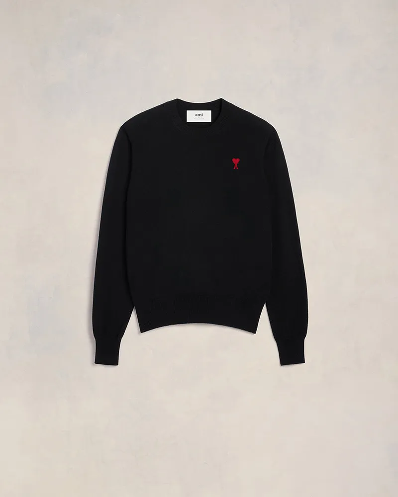 AMI Paris Ami de Coeur Pullover mit Rundhalsausschnitt aus schwarzer Wolle Schwarz für Herren Schwarz