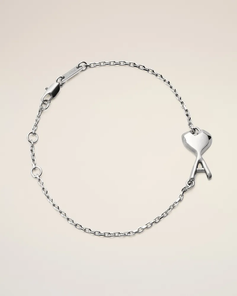 AMI Paris Ami de Coeur Armreif aus silberfarbenem Messing mit Hammerschlag Grau Unisex Silber