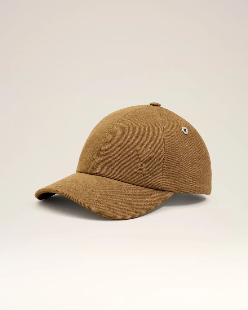 AMI Paris Geprägte Ami De Coeur Kappe aus brauner Baumwolle Braun Unisex Hazelnut