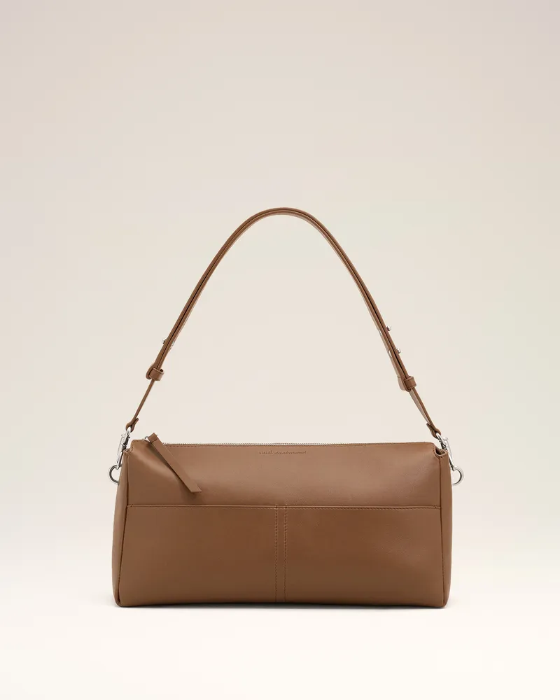 AMI Paris Carrousel Zipped Bag aus braunem Kalbsleder Braun Unisex Mokka