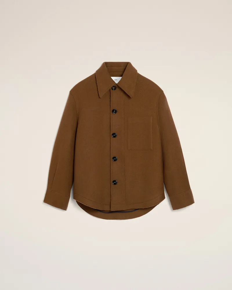 AMI Paris Jacke mit Knöpfen aus Wolle in Braun Braun Unisex Hazelnut