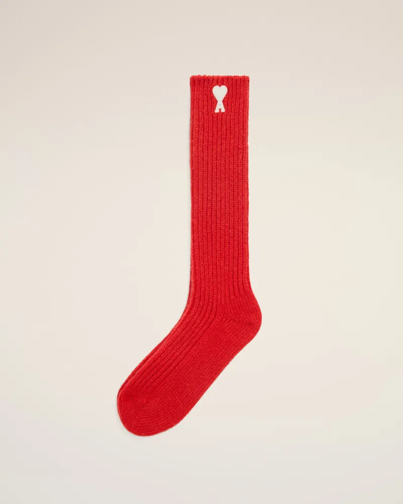 AMI Paris Ami De Coeur Socken aus roter Wolle Rot Unisex Carmin
