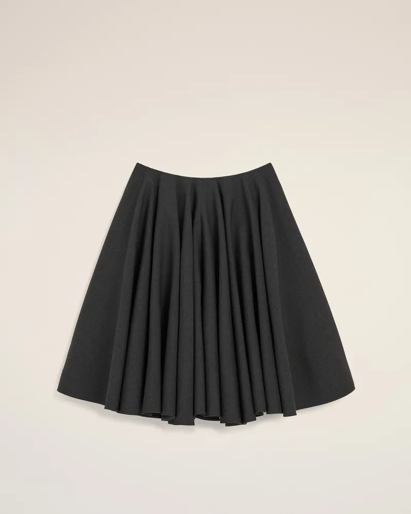 AMI Paris Grauer Midi-Peplum-Rock aus Wolle Grau - Größe für Damen Kohlenstoffgrau