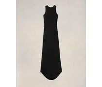AMI Paris Langes Kleid mit Schrägschnitt Schwarz Schwarz