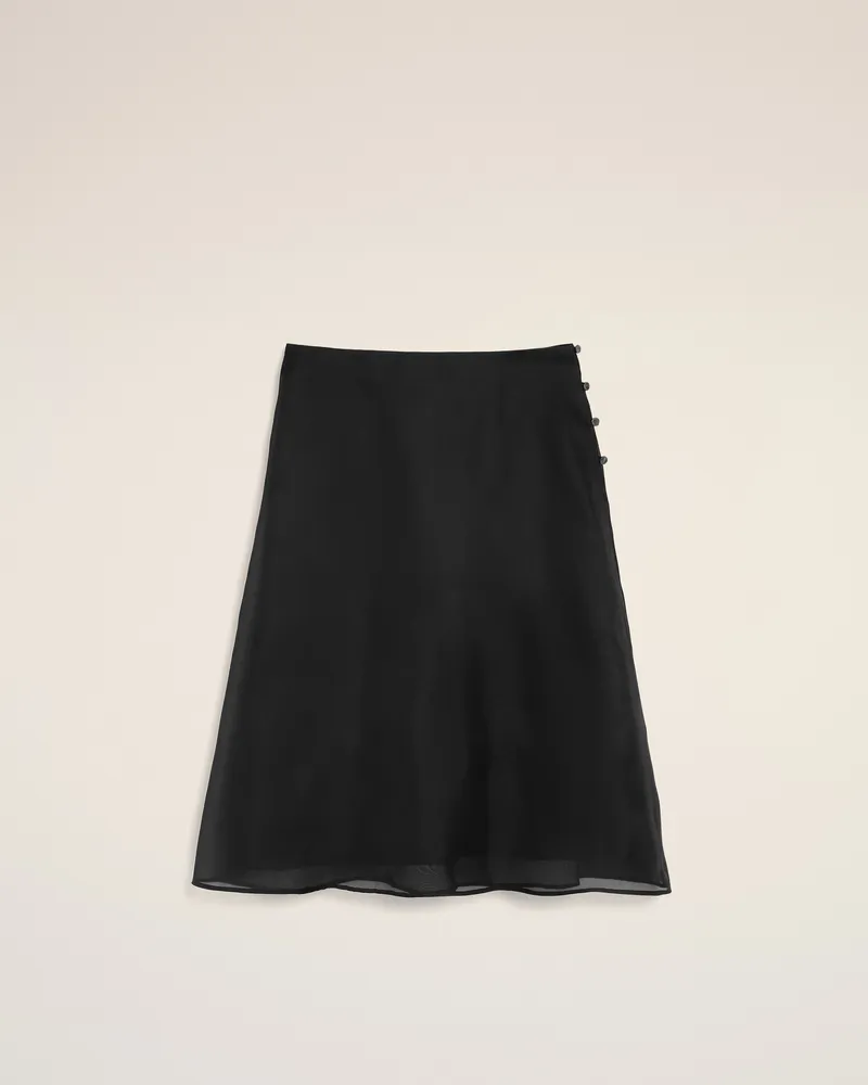 AMI Paris Schwarzer, transparenter Midirock aus Seide mit Trapezform Schwarz für Damen Schwarz