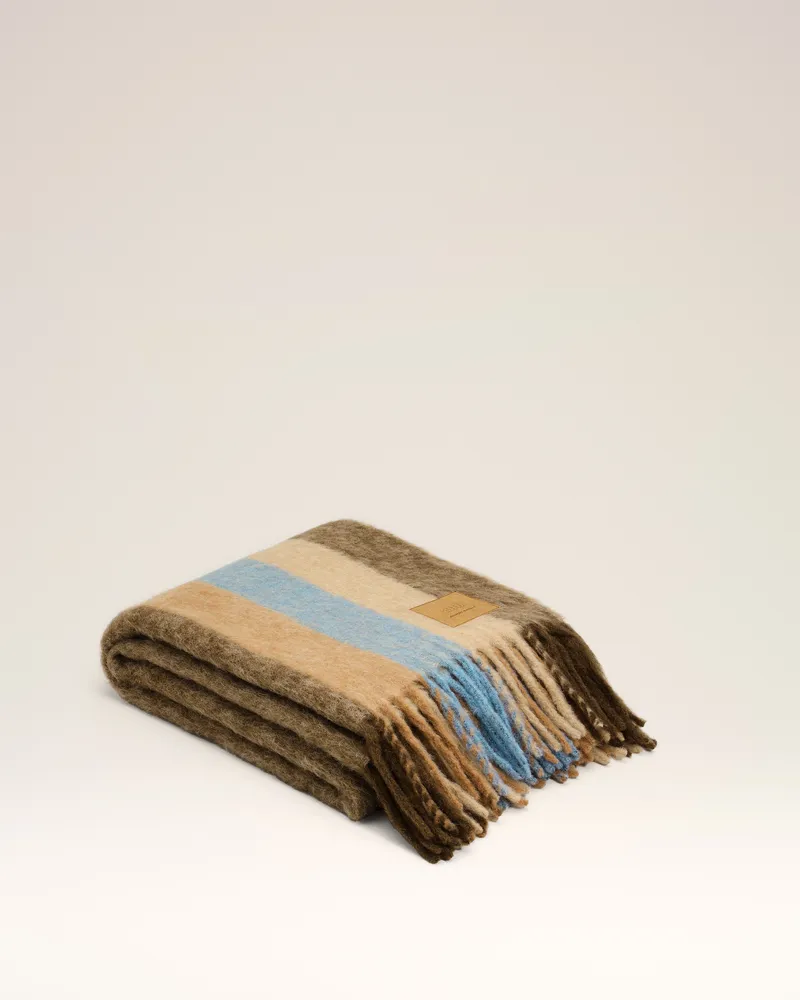 AMI Paris Gestreifte Alexandre Mattiussi Decke aus Mohair in Braun Braun Unisex Weiss