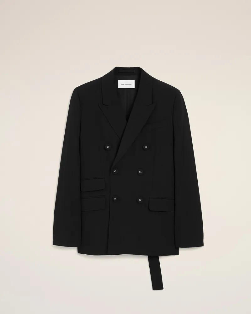 AMI Paris Doppelreihiger Blazer aus schwarzer Wolle Schwarz für Damen Schwarz