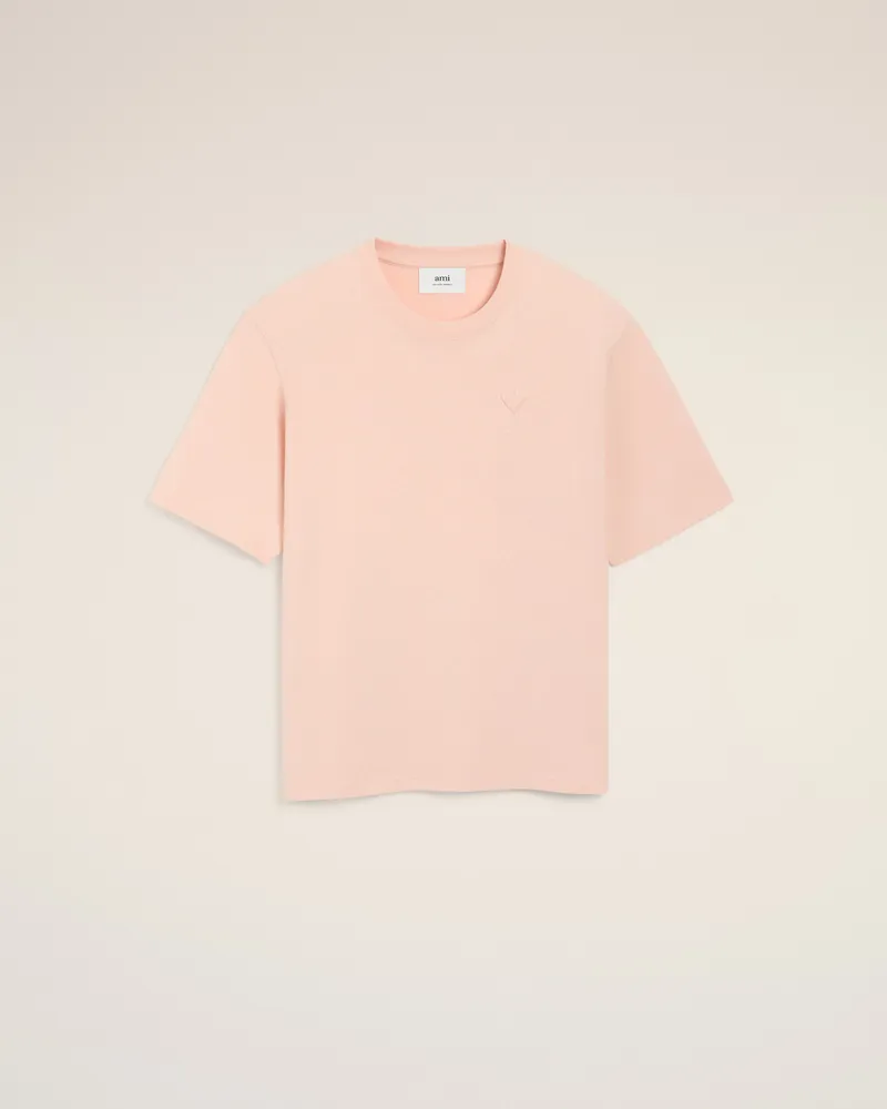 AMI Paris Ami De Coeur T-Shirt mit Cosy-Fit aus rosafarbener Baumwolle Rosa Unisex Powder