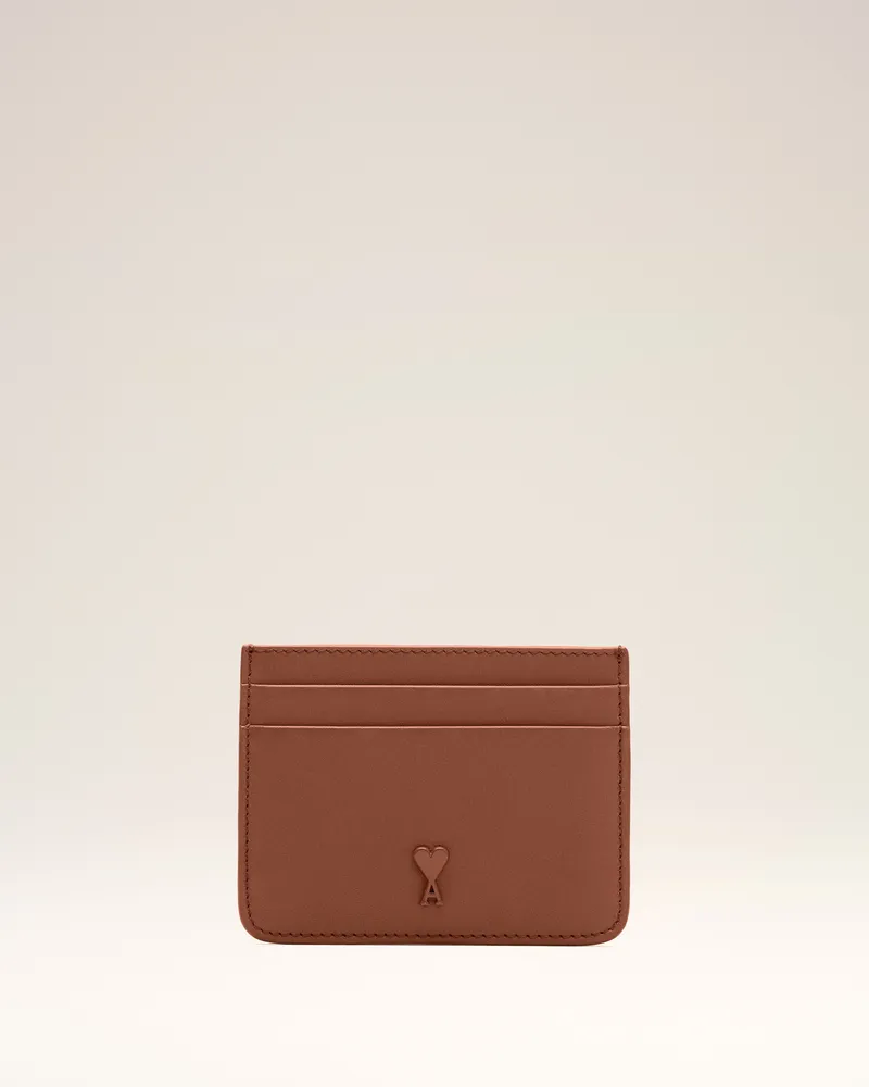 AMI Paris Kartenetui Ami De Coeur aus braunem Rindsleder Braun Unisex Caramel