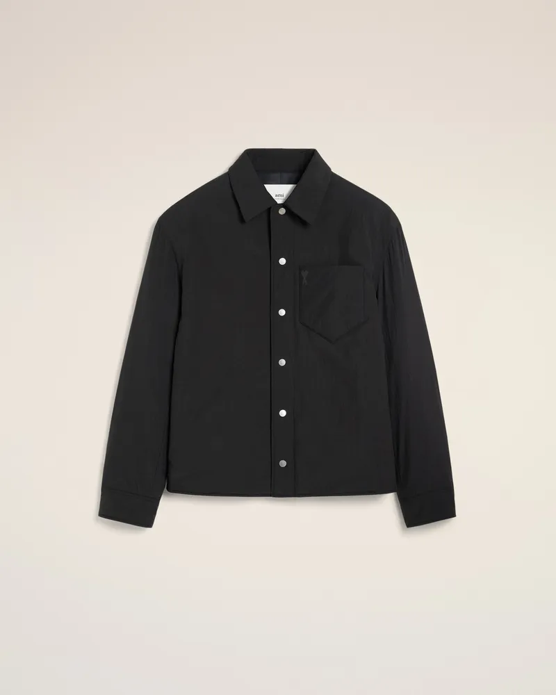 AMI Paris Gepolstertes Ami de Coeur Überhemd aus schwarzem Canvas Schwarz für Herren Schwarz