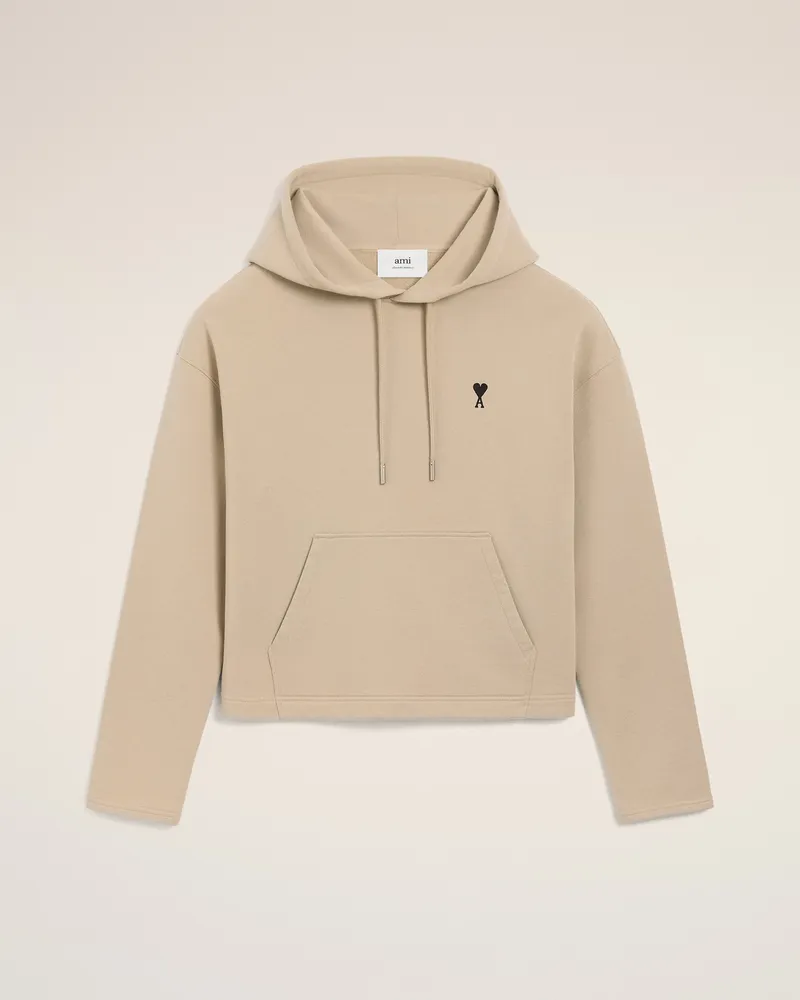 AMI Paris Ami De Coeur Kapuzenpullover aus beigefarbener Baumwolle mit Kontrast Beige für Damen Weiss