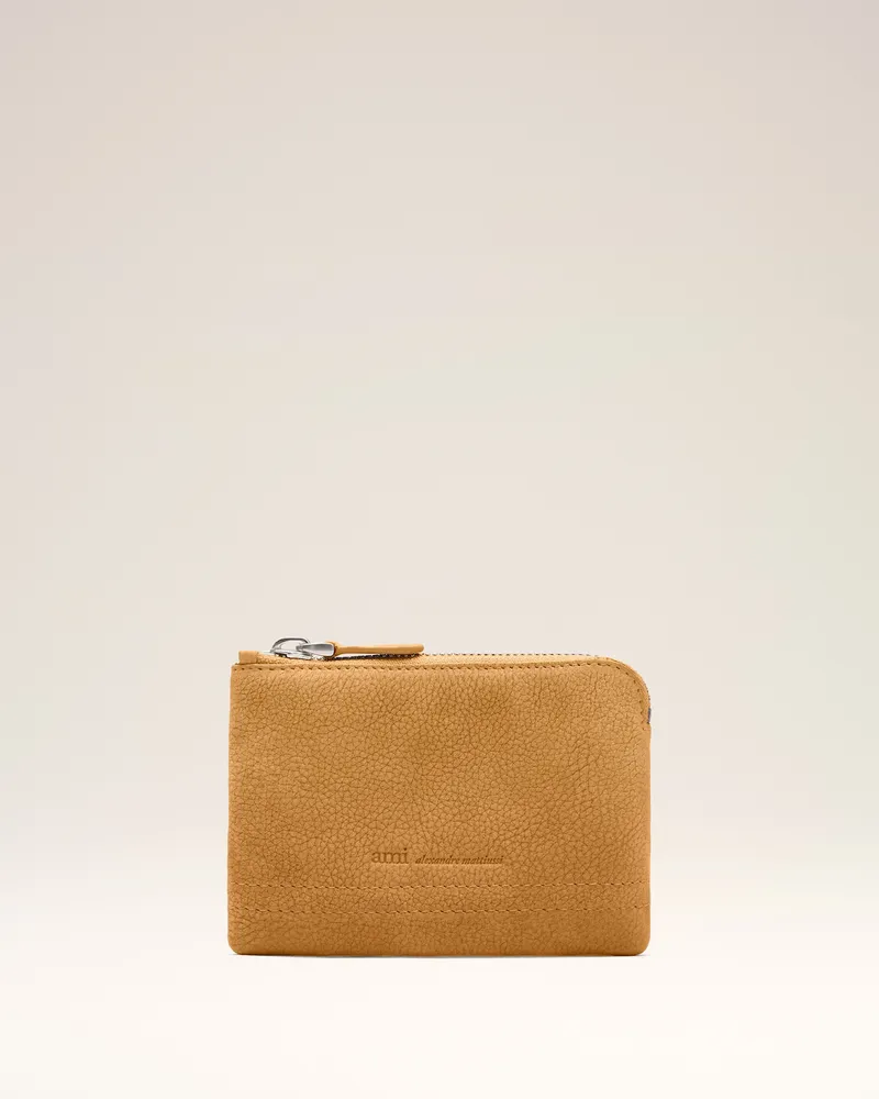 AMI Paris Gelbe Carrousel Geldbörse mit Reißverschluss aus Rindsleder Gelb Unisex Honig