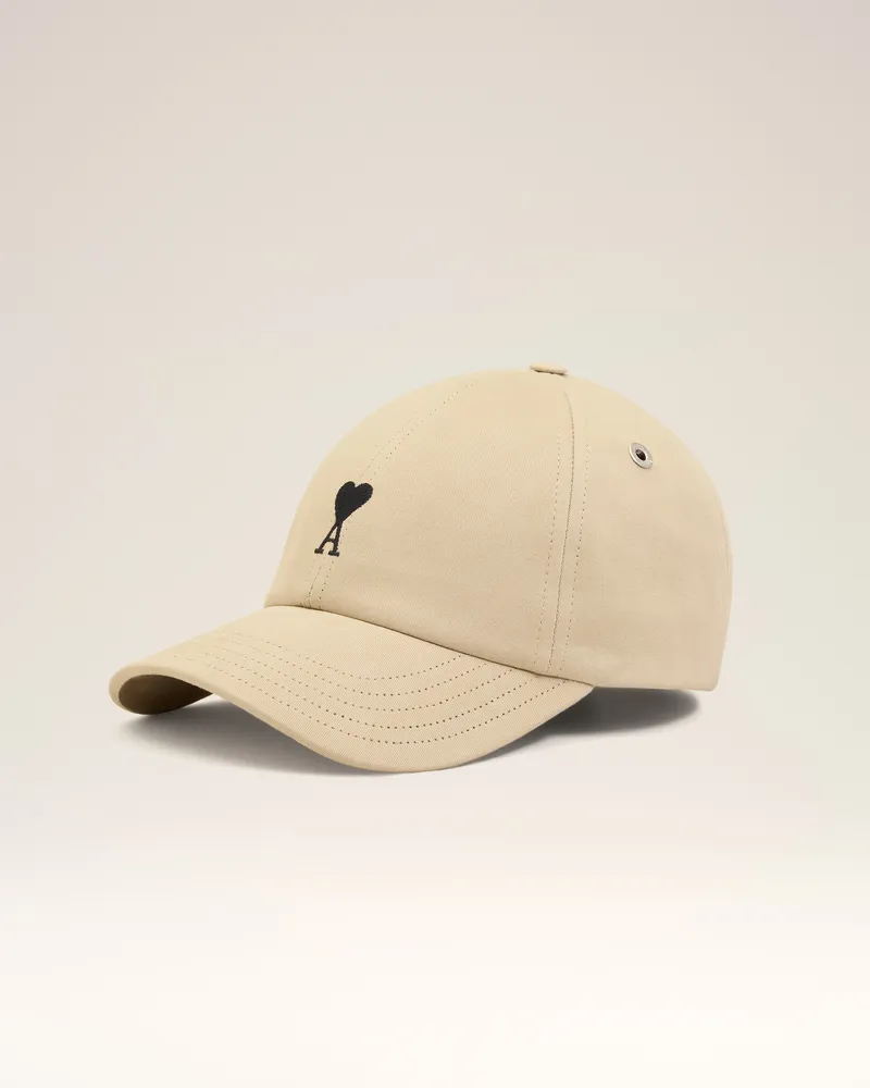 AMI Paris Ami de Coeur Mütze mit Stickerei aus Baumwolle in Beige Beige Unisex Weiss