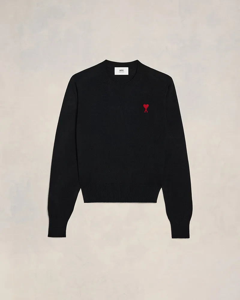 AMI Paris Ami de Coeur Pullover mit Rundhalsausschnitt aus schwarzer Wolle Schwarz für Damen Schwarz