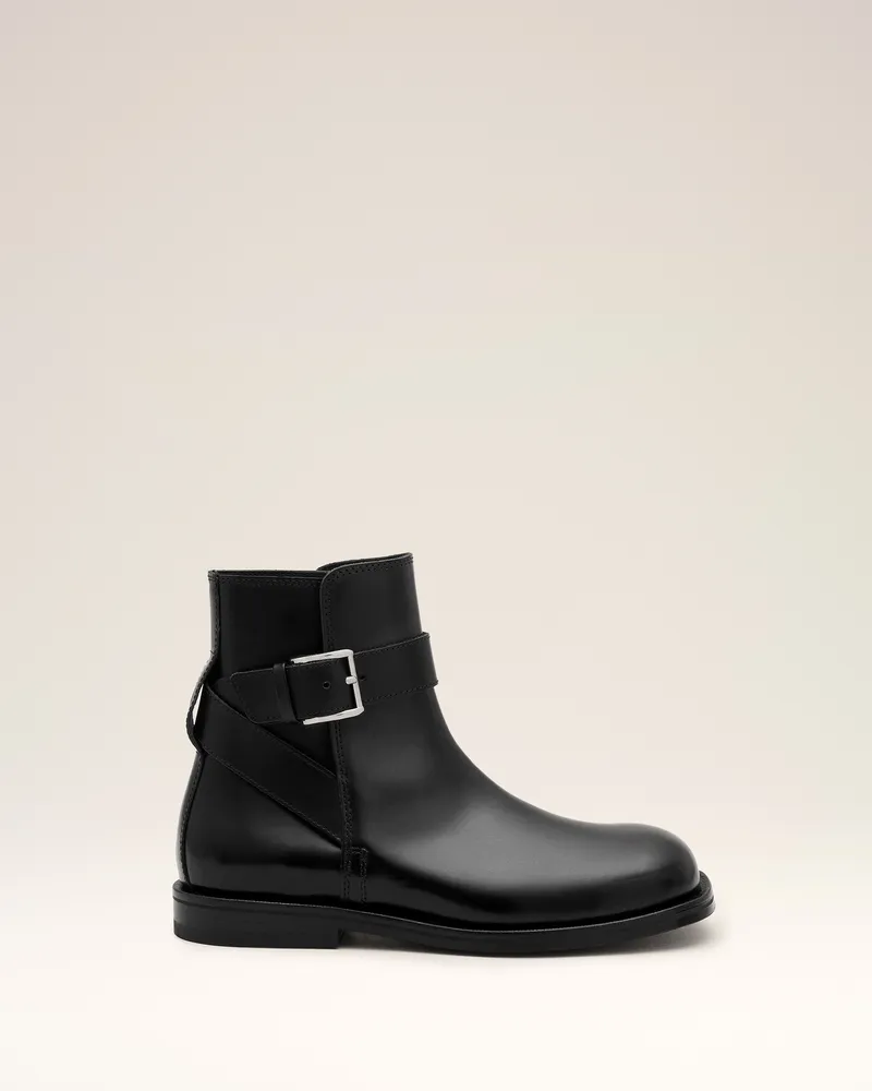 AMI Paris Stiefeletten aus schwarzem Leder mit Schnalle Schwarz Unisex Schwarz