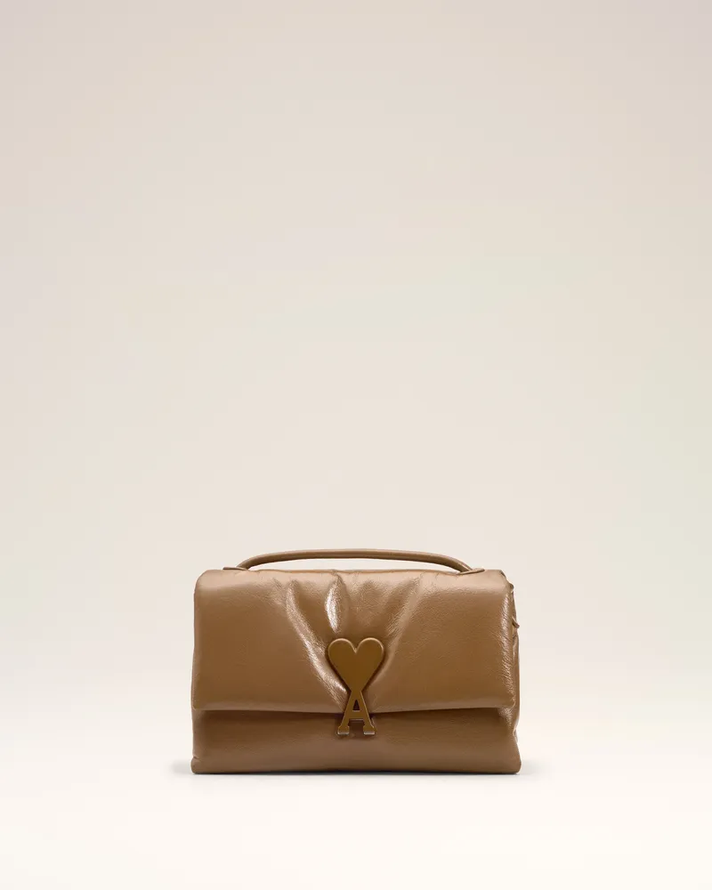 AMI Paris Voulez-Vous Tasche aus braunem Glattleder Braun Unisex Hazelnut