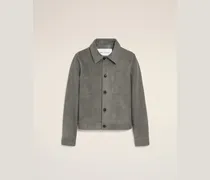 Graue Ami De Coeur Ziegenlederjacke mit Knöpfen Grau für Herren