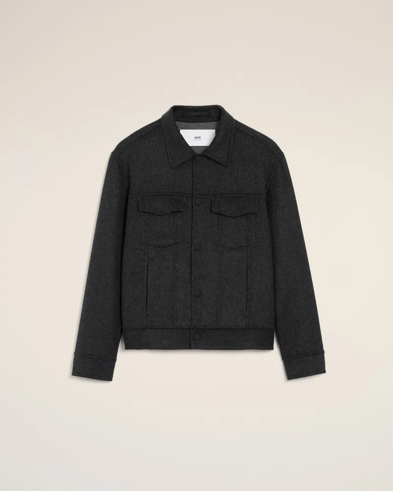 AMI Paris Truckerjacke aus Wolle in Grau Grau Unisex Anthrazit