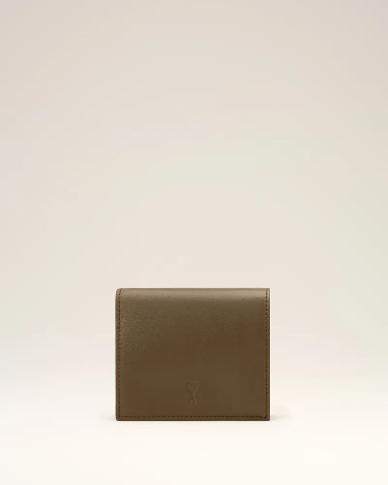 AMI Paris Ami de Coeur Portemonnaie aus braunem Rindsleder mit zwei Fächern Braun Unisex Trüffel