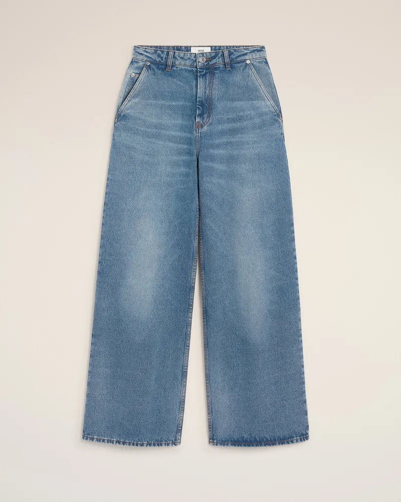 AMI Paris Super-Wide-Fit-Jeans aus blauer Baumwolle Blau für Damen Blau