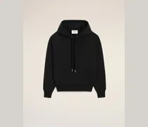 Schwarzer Kapuzenpullover aus Baumwolle mit Ami De Coeur Prägung Schwarz Unisex
