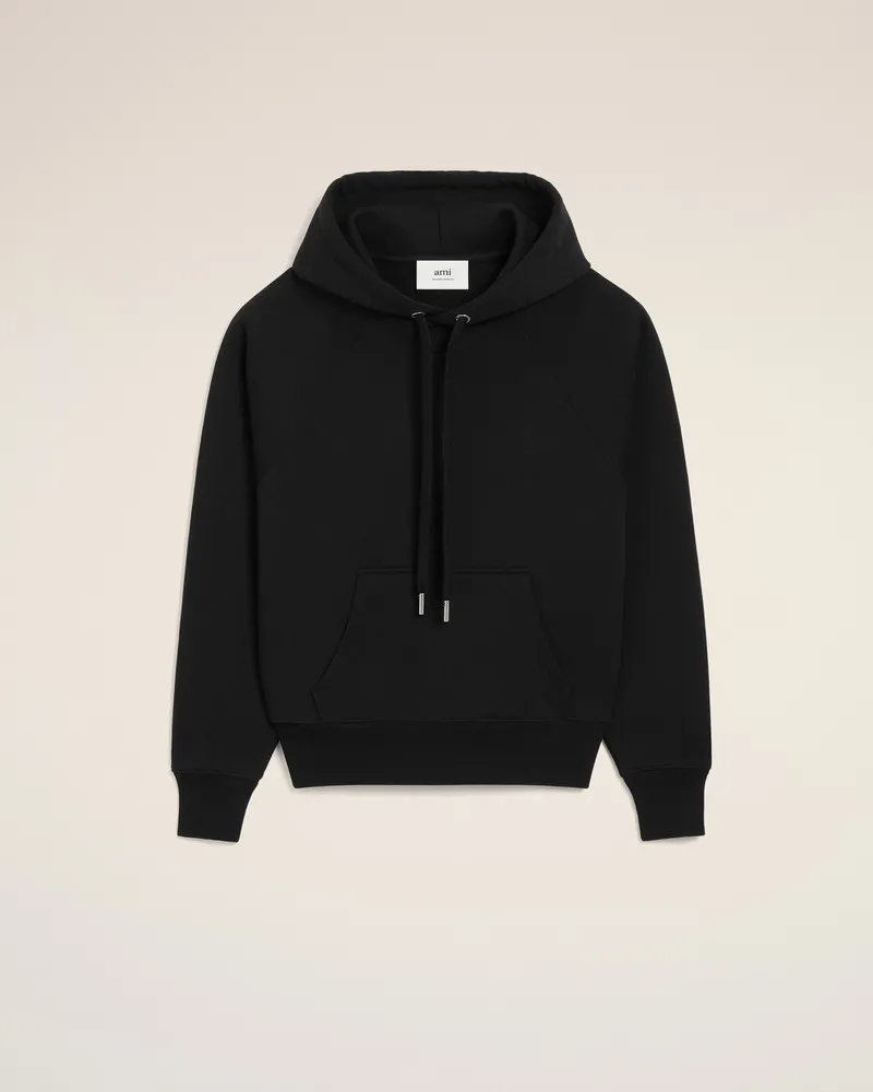 AMI Paris Ami De Coeur Kapuzenpullover aus schwarzer Baumwolle Schwarz Unisex Schwarz