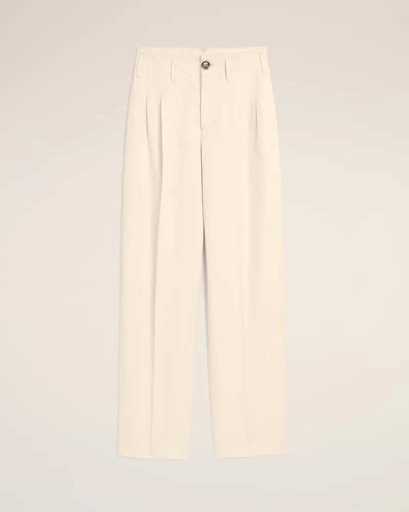 AMI Paris Weiße Hose mit zwei Falten aus Baumwolle und Leinen Weiß für Damen Ivory