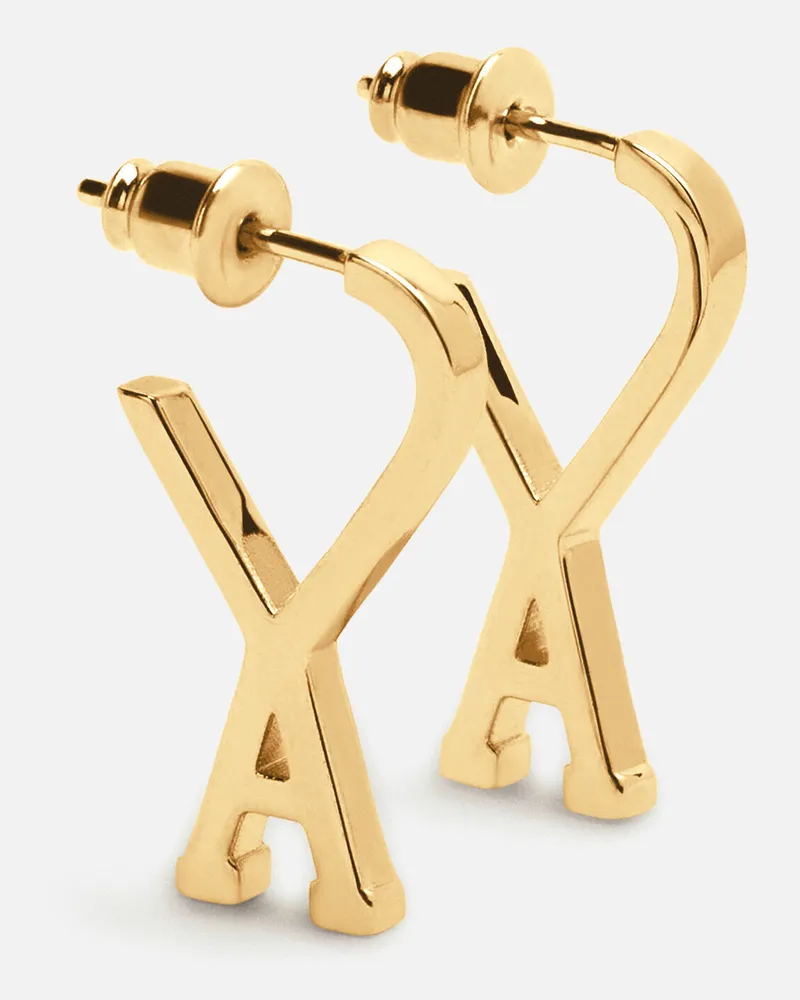 AMI Paris Ami de Coeur Kleine Creolen aus goldfarbenem Messing Gelb Unisex Gold