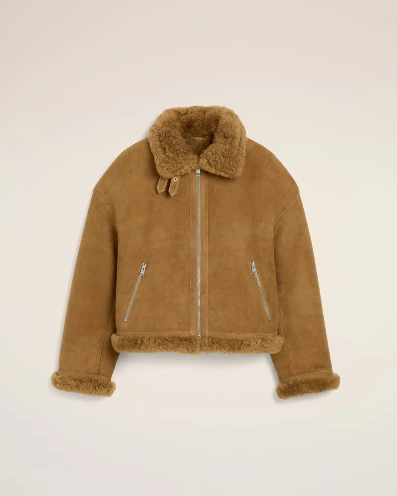 AMI Paris Aviator-Blouson aus braunem Lammfell Beige - Größe für Herren Beige