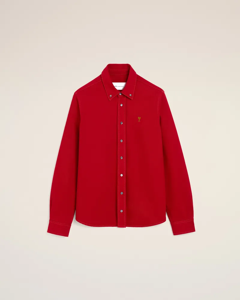 AMI Paris Ami de Coeur Hemd aus roter Baumwolle Rot - Größe Unisex Rubinrot