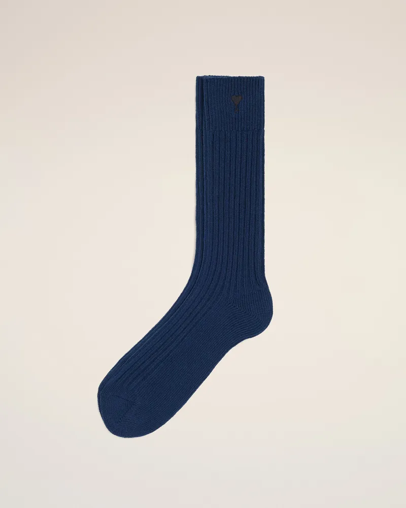 AMI Paris Blaue Baumwollsocken Ami De Coeur Blau Unisex Tinte