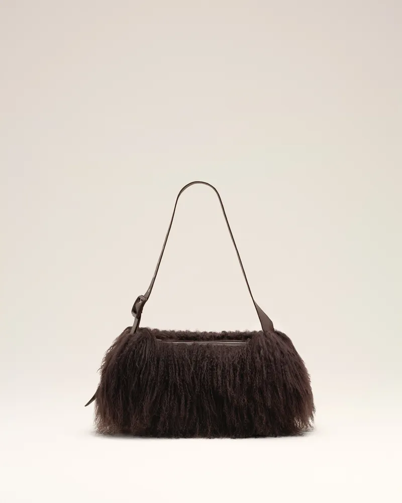 AMI Paris Etienne Crossbody-Tasche aus braunem Lammleder Braun - Größe Unisex Schokoladenbraun