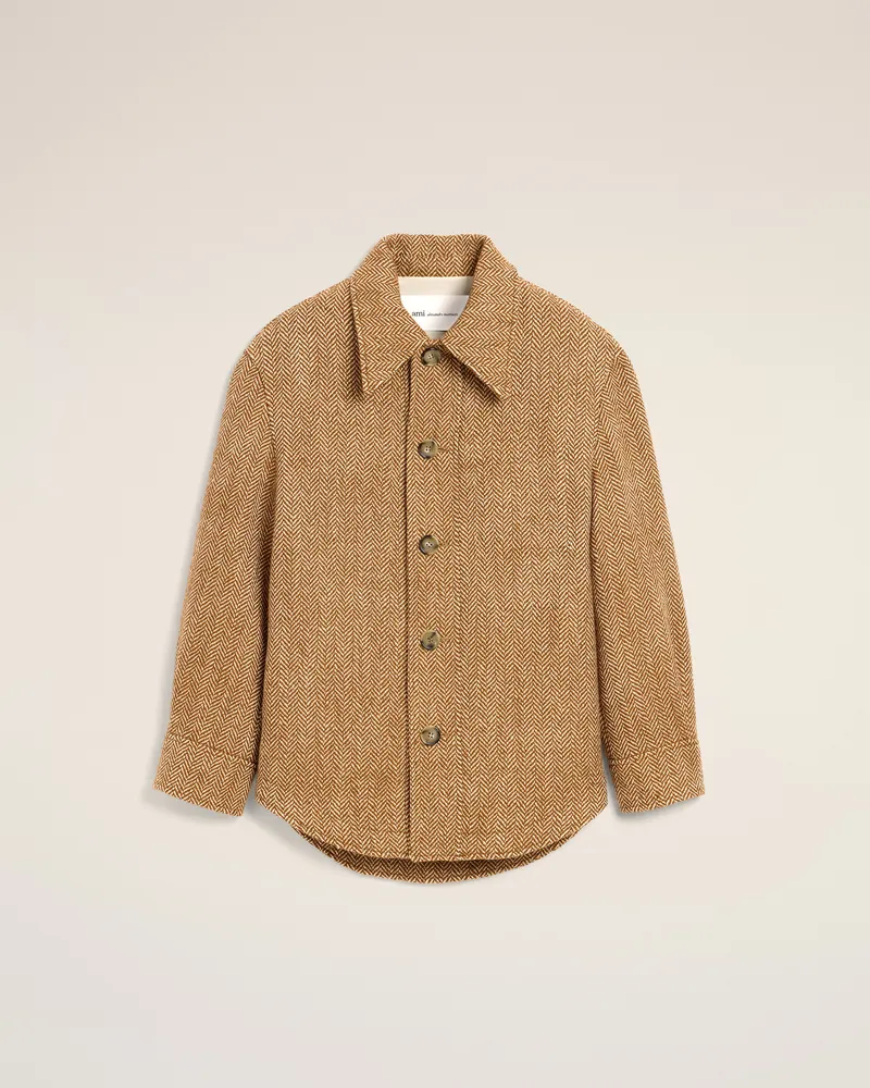 AMI Paris Braune Wolljacke mit Knöpfen Braun - Größe Unisex Schokoladenbraun